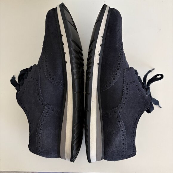 PRADA Suede Lasercut Accents Sneaker Mens 8 Black - Picture 8 of 11